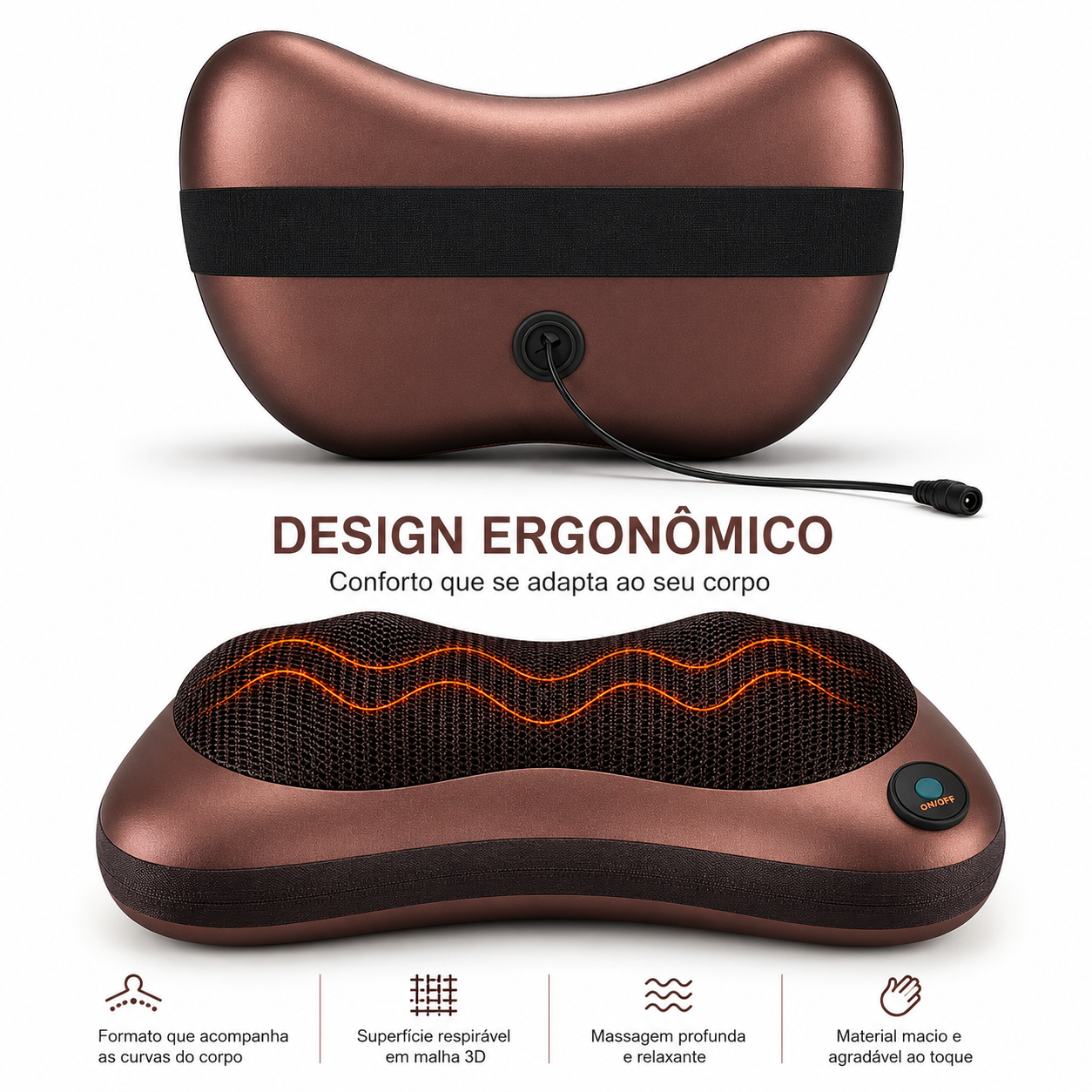 Almofada massageadora com aquecimento