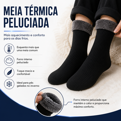 Meia Térmica Para Frio Intenso Com Forro Peluciado Macio - Nunca Mais Sofra Com Pés Gelados