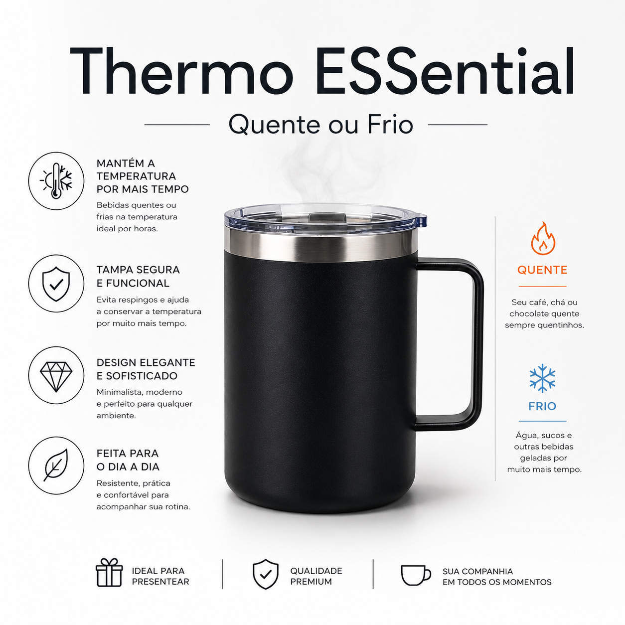 Caneca Térmica Essential — Temperatura Ideal em Cada Gole