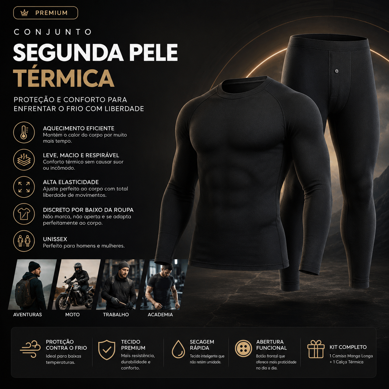 Kit Térmico Body Fit Segunda Pele Para Máximo Aquecimento